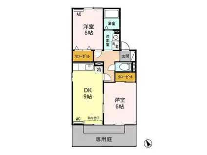 セジュール波須 A棟(2DK/1階)の間取り写真