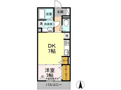 パーチェGINANⅢ(1DK/2階)の間取り写真