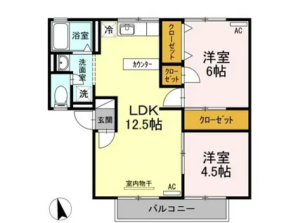 メゾン・ド・マージュ A棟(2LDK/2階)の間取り写真