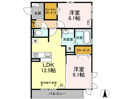 SALT VALLEY COURTⅡソルトバレーコートツー(2LDK/3階)の間取り写真