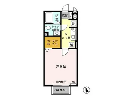 ルミエール(1K/2階)の間取り写真