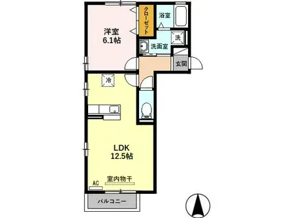 サンフローラル岐南A(1LDK/2階)の間取り写真