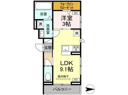 CELESTE(1LDK/2階)の間取り写真