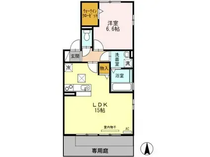 グリーンテラスB(1LDK/1階)の間取り写真