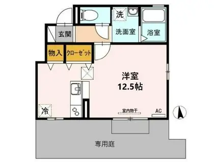 D-ROOM MS(ワンルーム/1階)の間取り写真