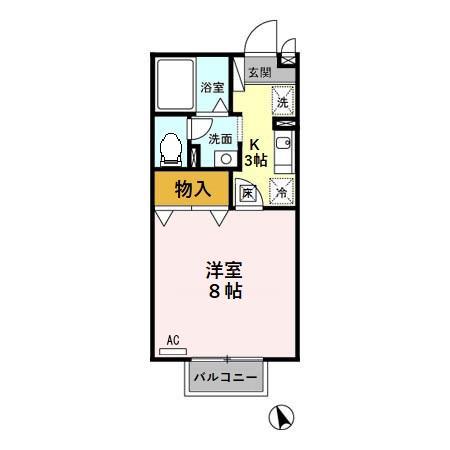 MAISONGEGUSOLEIL AMIメゾンゲグウソレイユア(1K/1階)の間取り写真