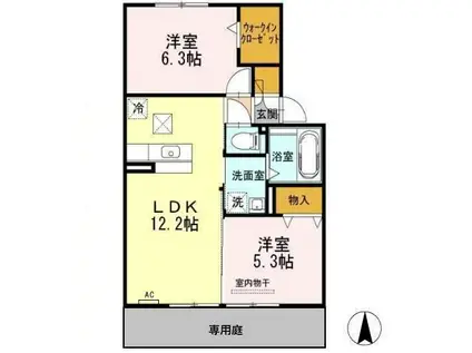 ブランシェ大溝B(2LDK/1階)の間取り写真