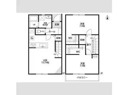 リーブルファイン曲利2号棟(2LDK/1階)の間取り写真