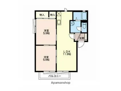 グリーンとぴあⅤ(2LDK/2階)の間取り写真