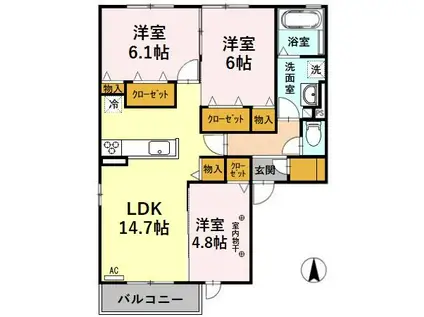 レジデンス小野(3LDK/2階)の間取り写真