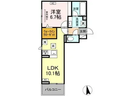 VERITE(1LDK/1階)の間取り写真