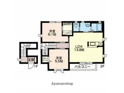 ニューポート未来(2LDK/2階)の間取り写真