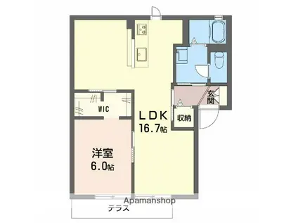 グリーンロード B(1LDK/1階)の間取り写真