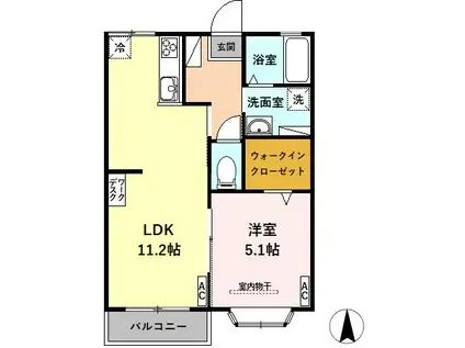 ビバリーヒルズ II(1LDK/1階)の間取り写真