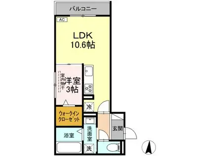 セレスティア岐南 イースト(1LDK/2階)の間取り写真