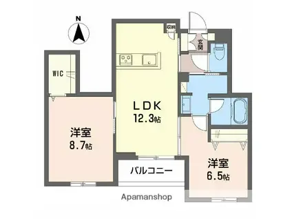 シャーメゾン岐阜ウエスト(2LDK/2階)の間取り写真