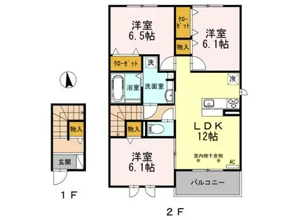 D-ROOM中鶉(3LDK/2階)の間取り写真