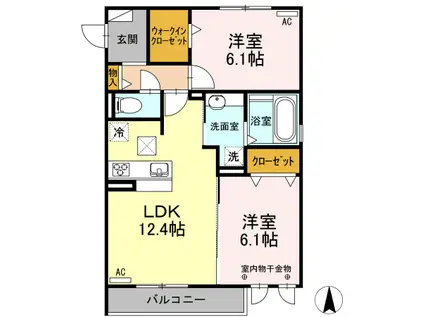 ELVITA (2LDK/1階)の間取り写真