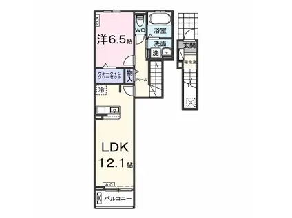 エスポワール(1LDK/2階)の間取り写真