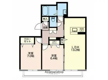 リオリエント岐南(2LDK/3階)の間取り写真