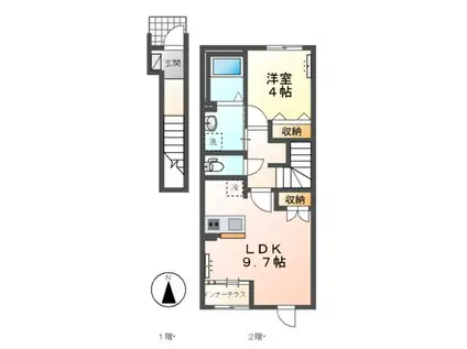 ABELIA(1LDK/2階)の間取り写真