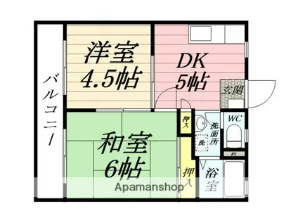 コーポ花の木Ⅰ号館(2K/2階)の間取り写真