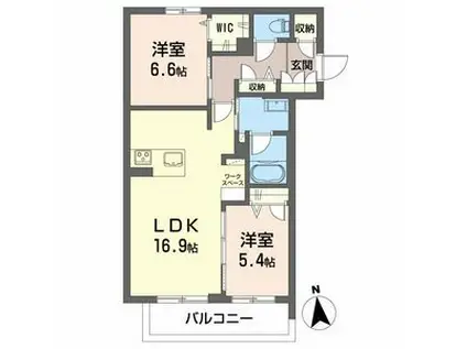シャーメゾン蘇原新栄(2LDK/2階)の間取り写真