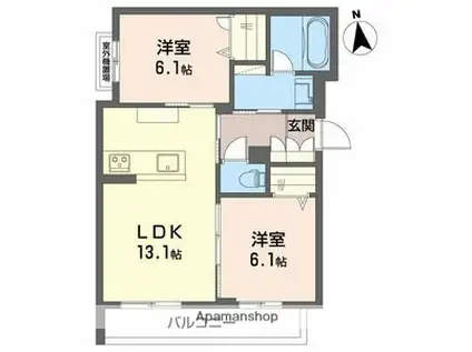 シャーメゾン光樹セントラル(2LDK/2階)の間取り写真