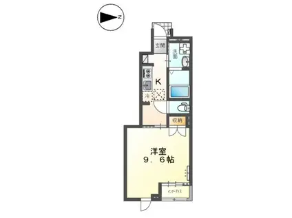 ヴェルジェⅩ(1K/1階)の間取り写真