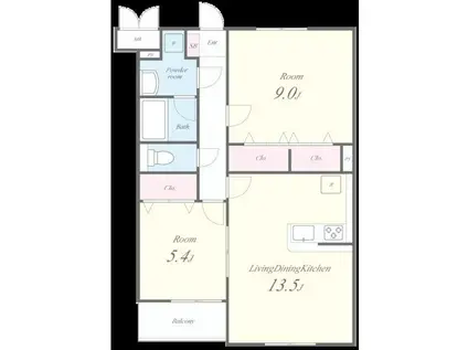 カームリーレジデンス長良西(2LDK/2階)の間取り写真