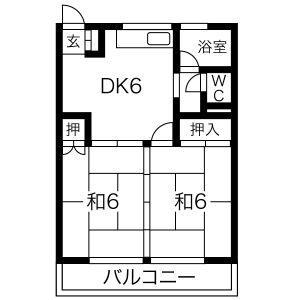 高木ビル(2DK/1階)の間取り写真