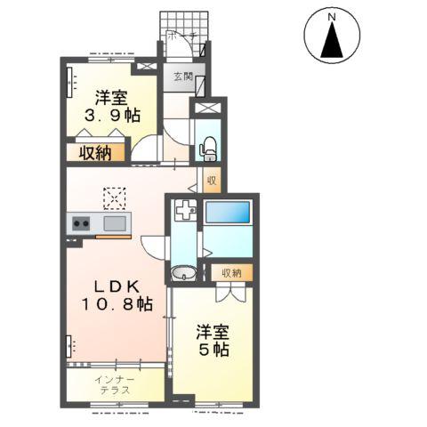 岐阜市芋島F様アパートB棟(2LDK/1階)の間取り写真
