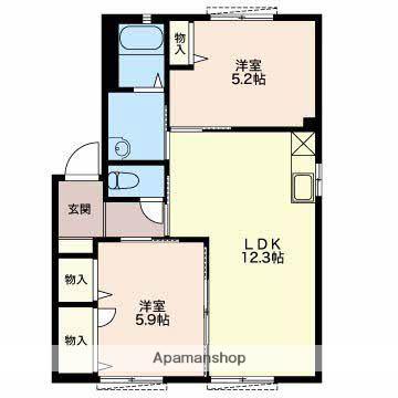 MASTTOWN本今Ⅰ B(2LDK/1階)の間取り写真