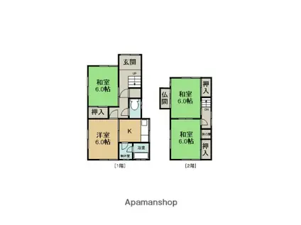 高山本線 高山駅 バス乗車時間：30分 松本町北バス停バス停で下車 徒歩1分 2階建 築50年(4K)の間取り写真