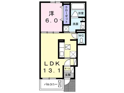 ブロマンス(1LDK/1階)の間取り写真