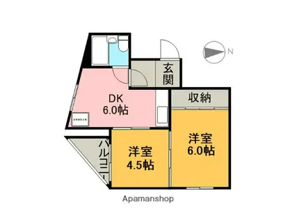 堀壱ビル(2DK/3階)の間取り写真