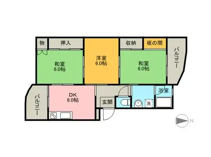 須賀第2ビル(3DK/3階)の間取り写真