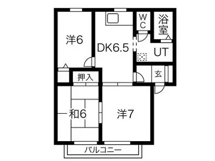 パークハイツ北洞C(3DK/2階)の間取り写真