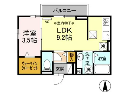 アビテ那加門前町(1LDK/1階)の間取り写真