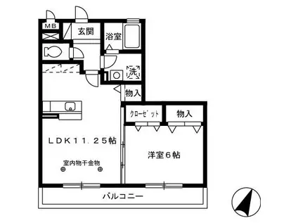 ラグランゼ大谷(1LDK/2階)の間取り写真