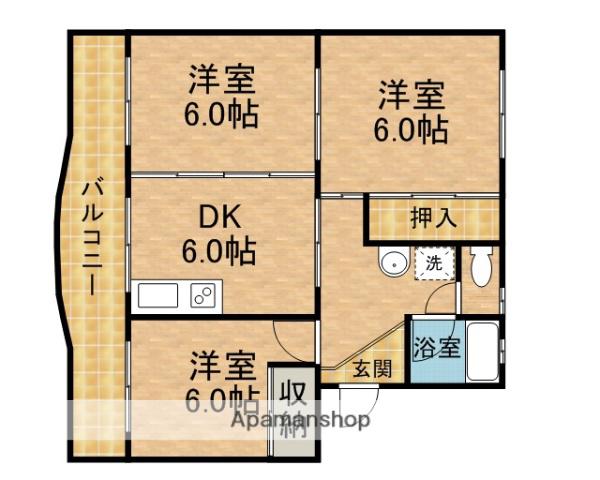 ホワイトハイツ鈴木(3DK/1階)の間取り写真