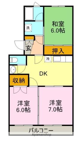コーポラス富士岡(3DK/3階)の間取り写真