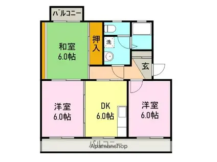 メゾンドアーシアン2(3DK/3階)の間取り写真