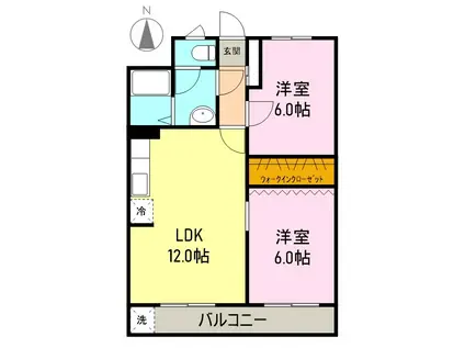 コーポ富士見(2LDK/2階)の間取り写真