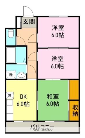 スカイコーポマルサ(3DK/2階)の間取り写真