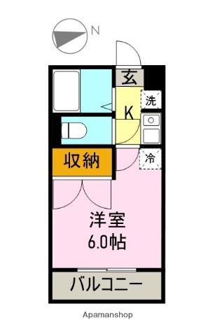メゾン・ド・ケイ(1K/2階)の間取り写真