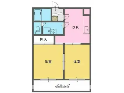 マーキュリーⅡ(2DK/1階)の間取り写真