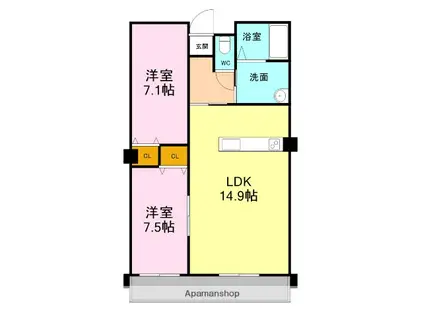 アグレアーブル(2LDK/2階)の間取り写真