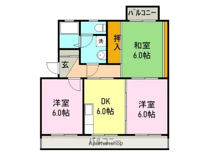 コーポラス21(3DK/2階)の間取り写真