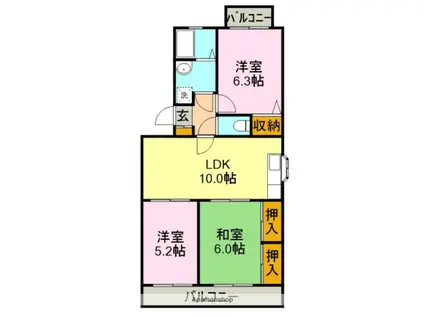 リバーサイド2(3LDK/1階)の間取り写真